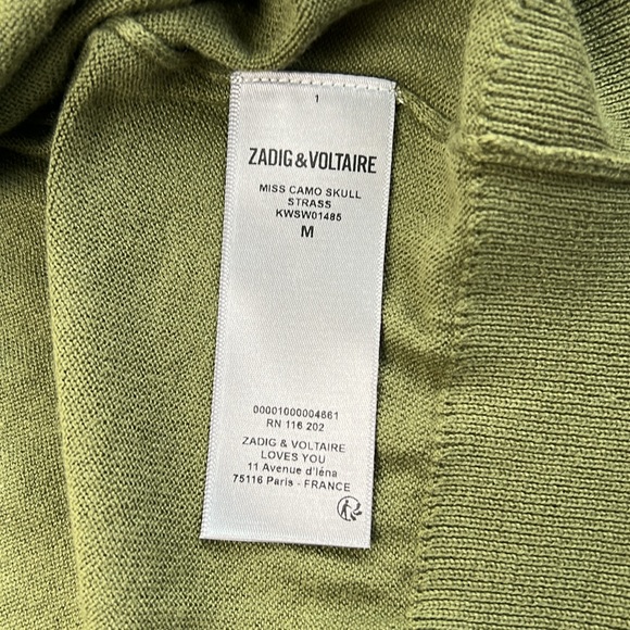 NWT Zadig & Voltaire Miss Camo Skull Strass Sweater   SZ-M - Picture 12 of 15